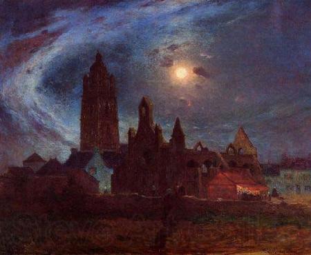 unknow artist The Bourg-de-Batz Church under the Moon Norge oil painting art